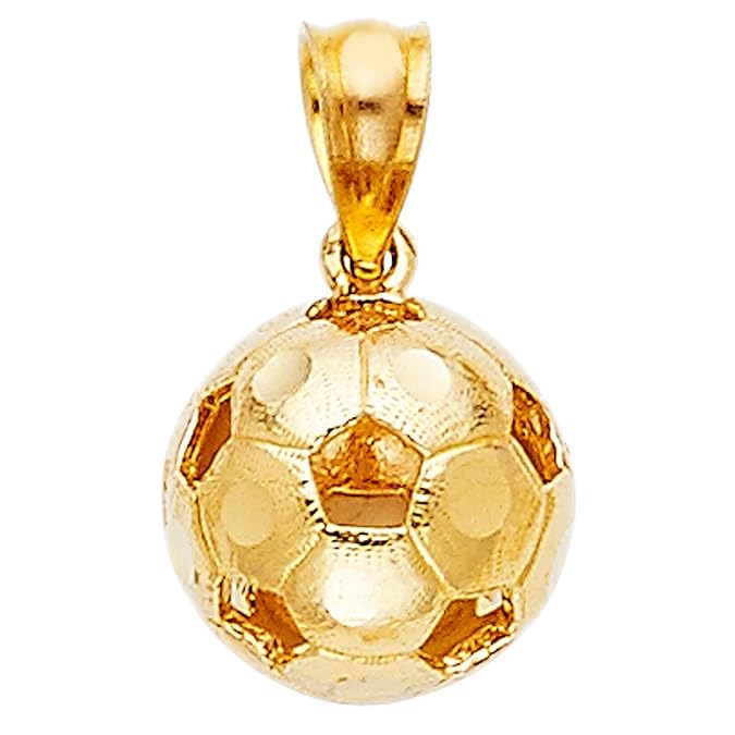 14K Yellow Gold Soccer Ball Pendant Jewelry