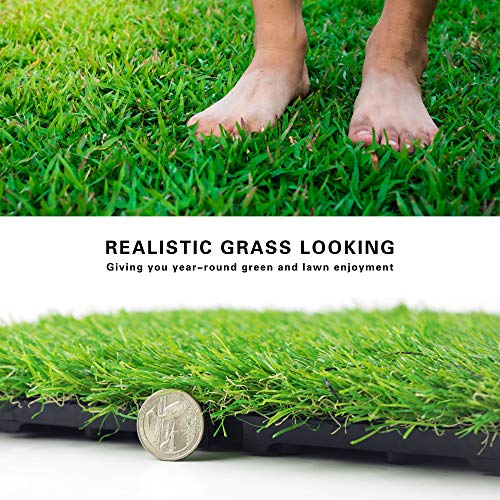 ZEGNEER Interlocking Artificial Grass Tiles 12''x12'' (9 PCS), Outdoor