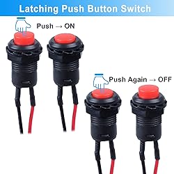 DMWD 12-Pack 12mm Mini Latching Push Button Switch