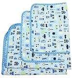 LUXEHOME 4-Pack Flannel Cotton Bamboo Fiber Breathable Waterproof Underpads Mattress Pad Sheet Protector for Baby Children or Adults (Blue car)