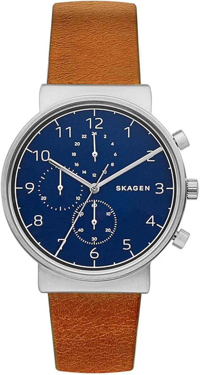 Skagen Reloj analógico para Hombre de Cuarzo con Correa en Cuero SKW6358