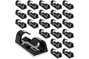 Self-Adhesive Cable Clips Black (20PCS, 30 * 11mm), Upgraded Wire Clips for Wall, Strong Cord Organizer Cable Management Unde