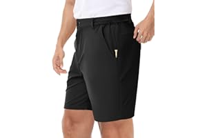 LUSHENUNI Men’s Golf Shorts Stretch Quick Dry 7” Lightweight Hiking Casual Dress Athletic Shorts with Zipper Pockets