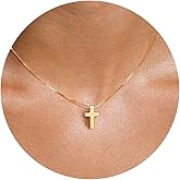 VRIUA Cross Necklace for Women 14K Gold Plated Dainty Gold Cross Necklace Simple Small Cross Necklace Box Chain Cross Pendant Necklace Everyday for Women