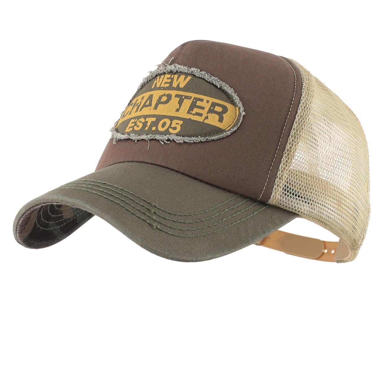 Decentron Mens Vintage Mesh Trucker Hat Outdoor Adjustable Snapback Baseball Cap Sun Protection Cap Army Green(Size: OS(21.5inch-23.6inch))