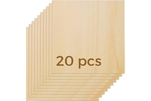 OUYZGIA 20 Pcs Plywood 3mm Basswood Sheets 15.7”x15.7”x1/8” Unfinished Wood Sheet for Laser Cutting Engraving DIY (400x400x3mm, 20 Pcs)