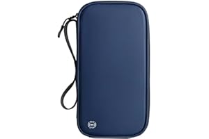 MEGANJDESIGNS Passport Holder Family, Passport Wallet Case Large, RFID Blocking Passport Cover, Waterproof Family Travel Documents Organizer (Blue)