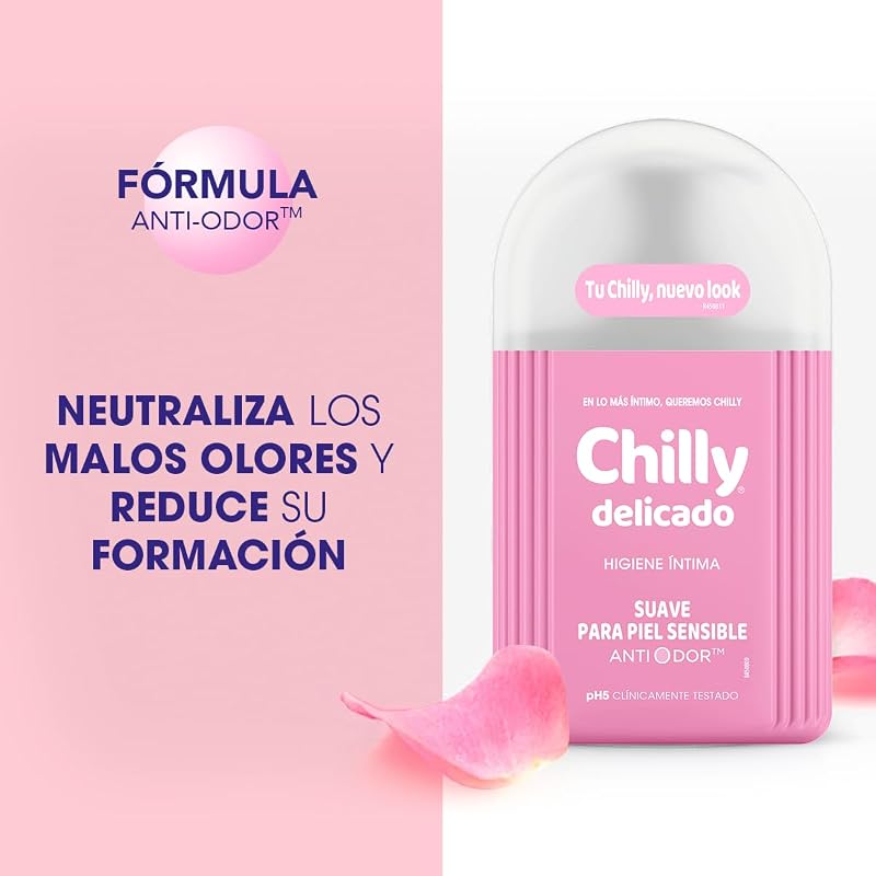 Chilly Delicate, Gel de Higiene Íntima, Fórmula Suave, 250ml