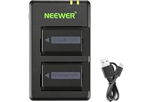 NEEWER 2-Pack NP-FW50 Replacement Battery and Dual USB Charger Compatible with Sony ZV-E10, A7, A7R, A7RII, A7II, A7SII, A7S,