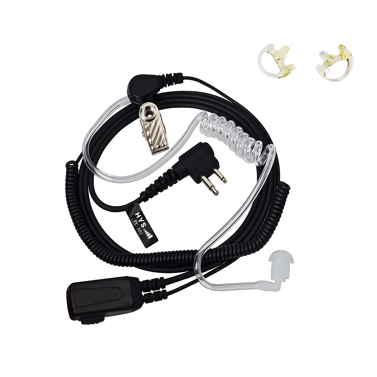 UAYESOK 2 Pin 2 Way Radio Earpiece Covert Acoustic Air Tube Headset with PTT Mic Microphone and Earmold for Motorola Radio CP040 CP140 Hytera Midland Walkie Talkie