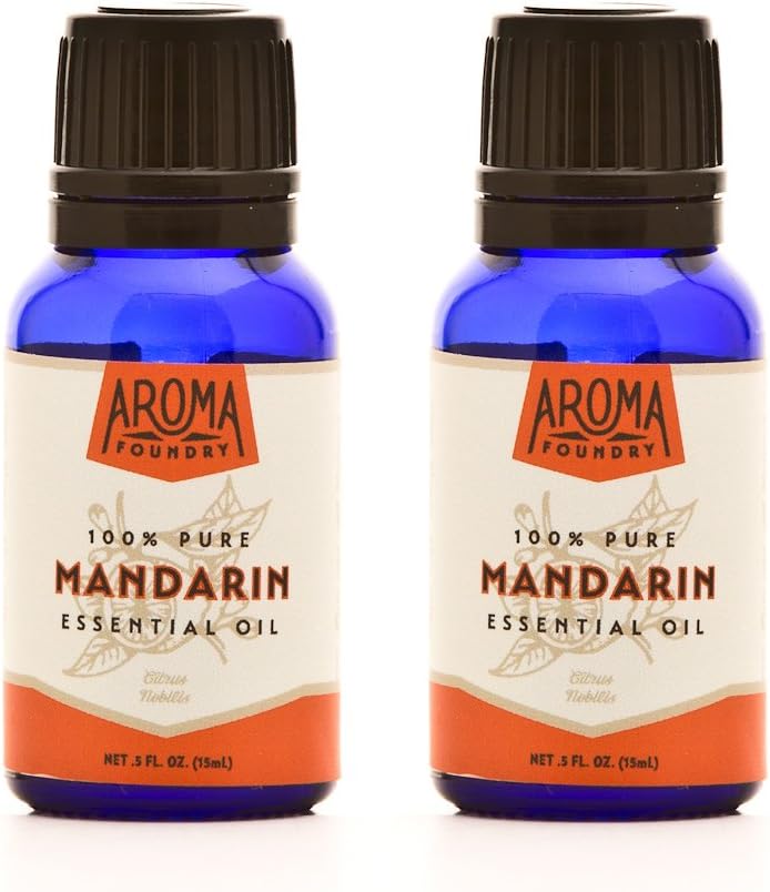 Aroma Foundry Mandarin Essential Oil - 15 ml 2 Pack - 100% Pure & All Natural