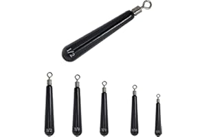 Reaction Tackle Tungsten Drop Shot Weights- Fishing Sinkers for Bass Fishing Dropshot Rig - Skinny Tungsten Dropshot Weight Size Stamped on All Weights for Freshwater or Saltwater Fish