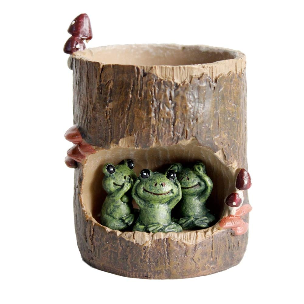FunnyGoo Succulent Planter Pots Flower Plant Pots Bonsai Pots with Cute Animals for Office Balcony and Garden (Green Frog)
