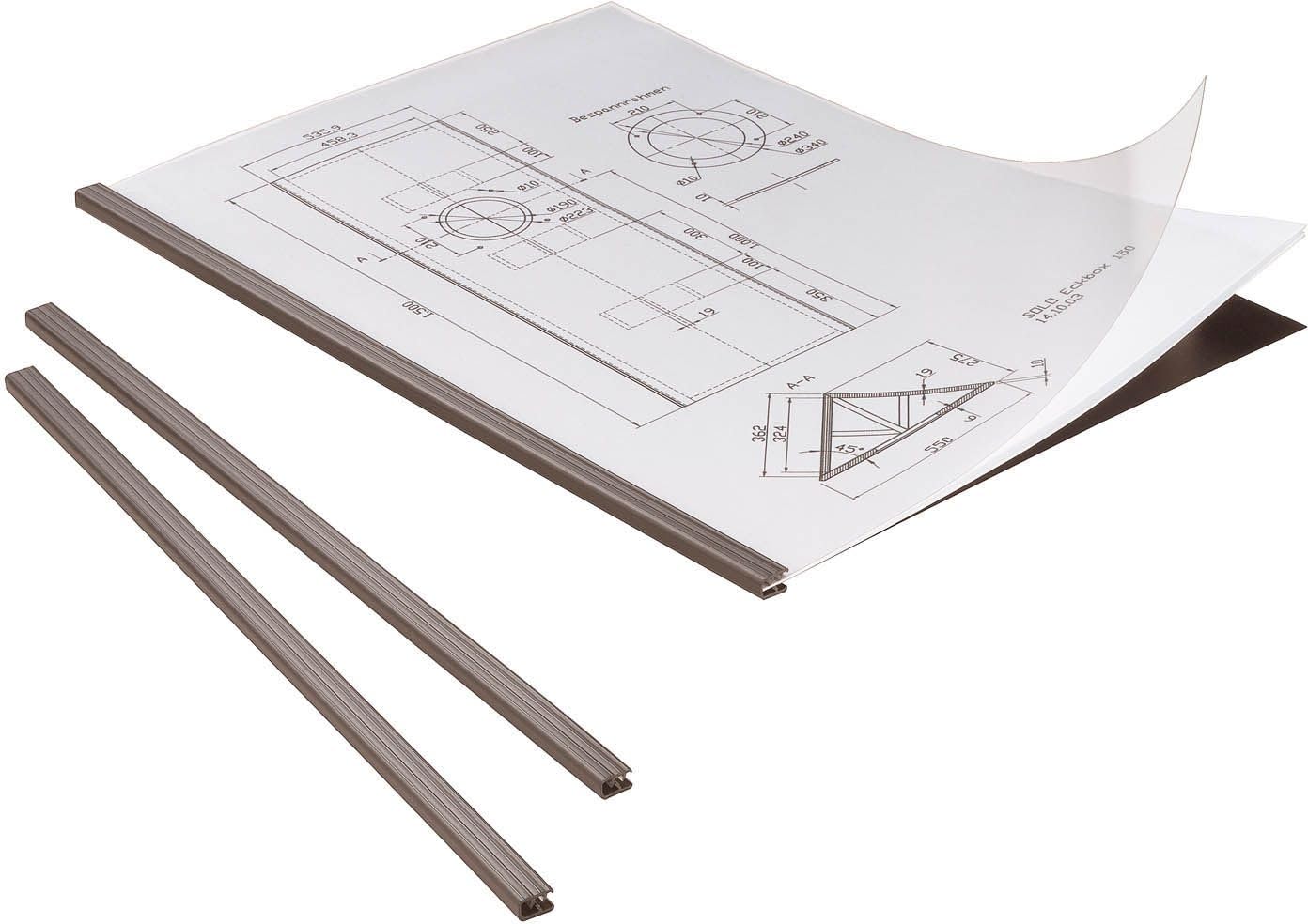 Durable 294201 Clamping Rail Set Duragrip, for 1-15 Sheets DIN A4, Black