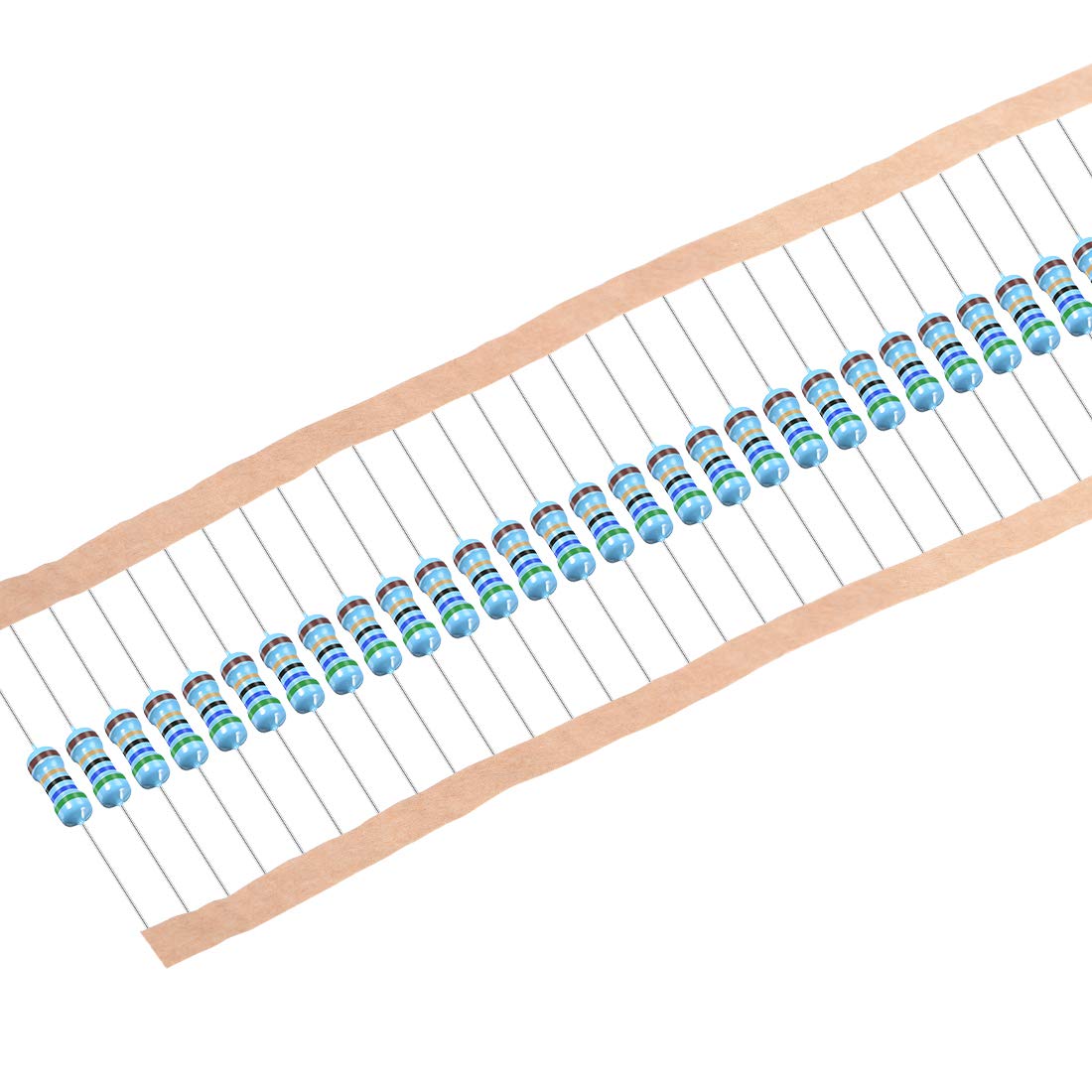 sourcing map 50Pcs 56 Ohm Resistor, 1/2W 1% Tolerance Metal Film Resistors, Lead, 5 Bands for DIY Electronic Projects and Experiments