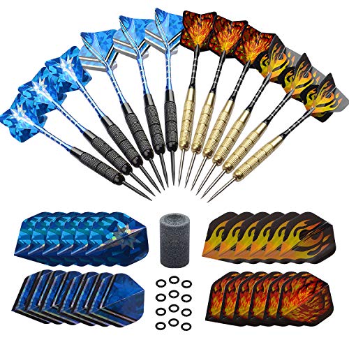 Migargle 12 Pack Steel Tip Darts Set 20 Grams with Nonslip Iron Barrel + Aluminum Dart Shafts + 4 Style Flights + Darts Sharpener + Darts Tool and Case - Thumbnail 3