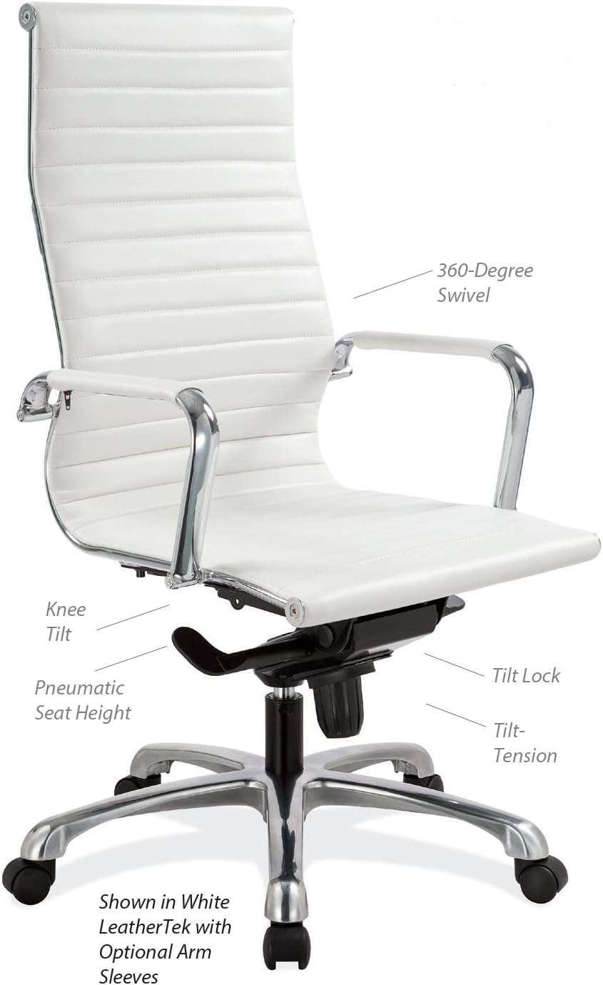 Amazon Com Officesource Nova Series High Back Modern Office Chair White Leathertek Furniture Decor