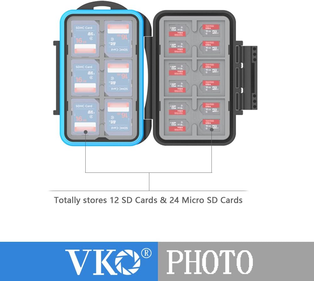 VKO Memory Card Case, 36 Slots, Shockproof, High Capacity, Water-Resistant, Black Small Carabiner, Case for Computer & Camera Use - Image 4