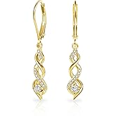 Sterling Silver Drop Dangle Earrings for Women Cubic Zirconia Hanging Dangle Earrings Long Infinity Drop Earring Leverback CZ Earing for Jewelry Gifts