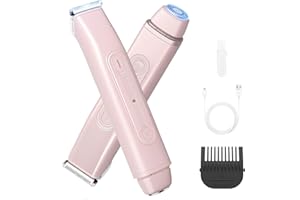 Qreeyx Bikini Trimmer Electric Razors for Women, 2-in-1 Dual-Head Cordless Body Hair Trimmer Facial Hair Removal for Face Lip Chin Pubic Underarm Legs, IPX6 Waterproof, Gifts for Women