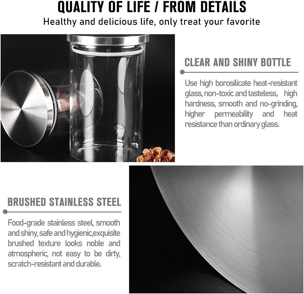 VIVILINEN Juegos de Tarros de Almacenamiento de Cristal con Hermético