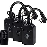 HBN Outdoor Indoor Wireless Remote Control 3-Prong Outlet Weatherproof Heavy Duty 15 A Compact 1 Remote 3 Outlets with Remote