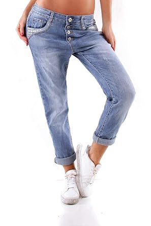 OSAB-Fashion 5855 Damen Jeans Karostar by Lexxury Hose Regularfit Boyfriend Baggy Knopfleiste