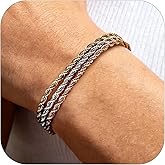 Irideket Dainty Gold Chain Bracelet for Women, 3-Layer Stackable Chain Bracelet in Gold Silver Rose Gold, Adjustable Multi-Layer Gold Stainless Steel Jewelry, Minimalist Rope Chain for Women Trendy Gift Christmas Jewelry