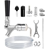 Draft Beer Faucet Shank Kit with Kegerator Parts Beer Hose Keg Coupler Barb | Beer Faucet with Kegerator Line for Beer Tap Tower, Self-Closing Beer Tap, 3/16&rdquo; Beer Tubing 1/4&rdquo;Keg Coupler Barb