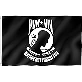 Roll Maven 1 Piece 3x5 Foot POW MIA Flag | Vivid Color and Fade Proof - Canvas Header and Double Stitched | Outdoor Polyester You are Not Forgotten Prisoner of War Flags with Brass Grommets (3 x 5 Ft)