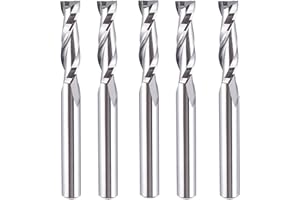 SpeTool 5Pcs Spiral Router Bits UpCut 1/4 inch Cutting Diameter 1/4 inch Shank HRC55 Solid Carbide CNC End Mill for Woodwork 