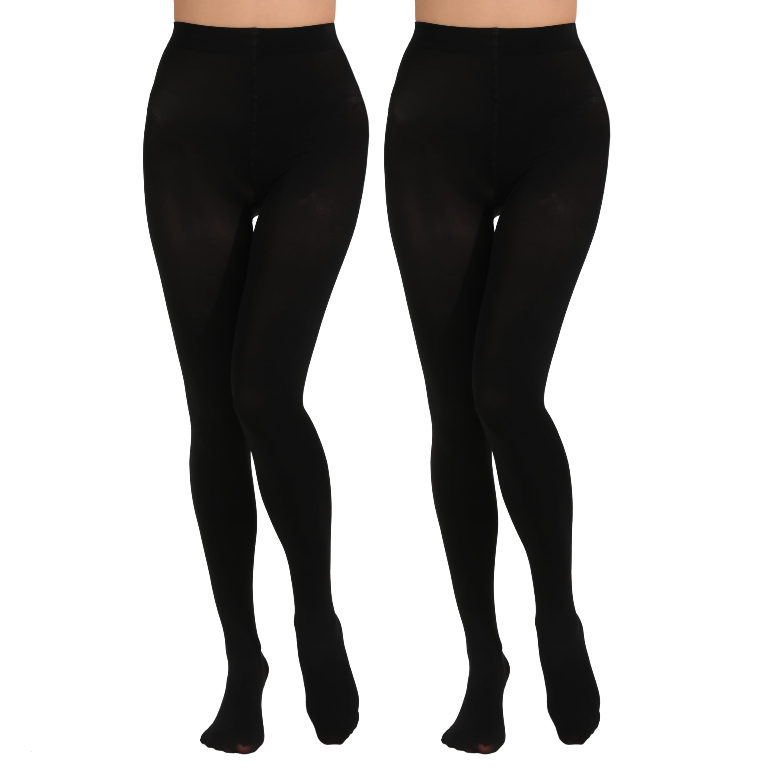 Photo 1 of Paralinda 2 Pairs Women's Solid Color Tights 80D, Soft Opaque Microfiber Tights (Black, S/M)