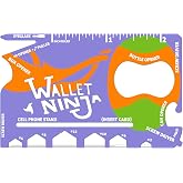 Wallet Ninja 18 in 1 Credit Card Multi-Tool: (Baby Blue, Snow White, Mutant Purple) Eyeglass Screwdriver, Hex Wrenches, Bottle Opener, Phone Stand, Can Opener, Ruler