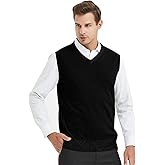 TopTie Men Business Solid Color Plain Sweater Vest, Cotton Fit Casual Pullover