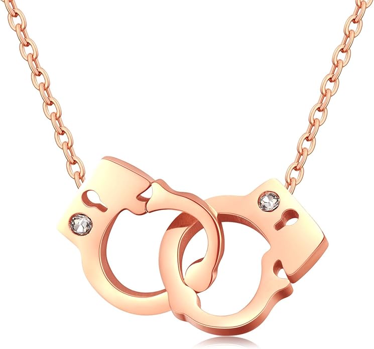 Rose Goldplated Jewelry Pocket Mini Personalized Handcuffs Titanium
