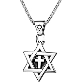 OIDEA Star of David Necklace for Men Women: Stainless Steel Hexagon Cross Pendant Necklaces Religious Jewish Jewelry Gift