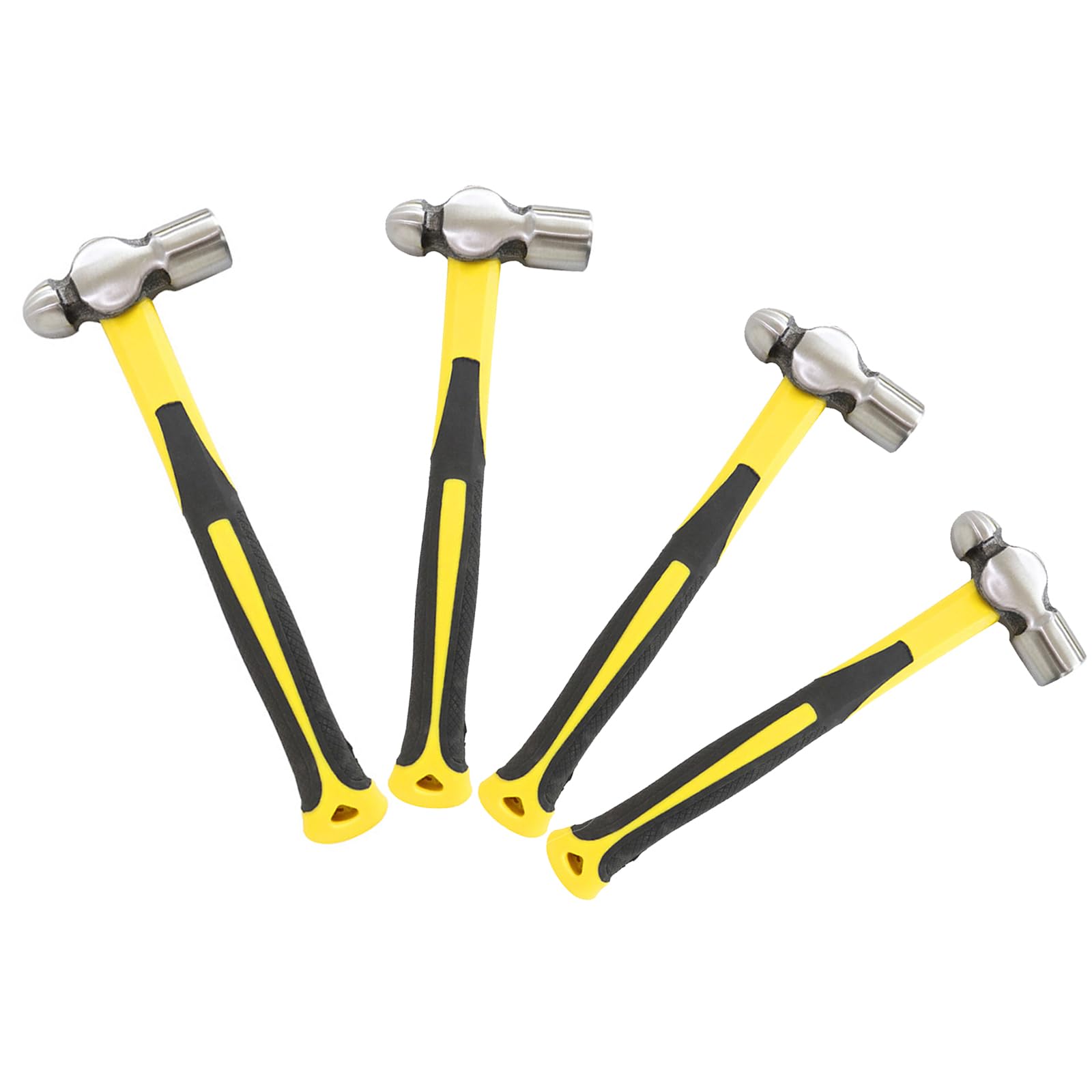UNGFEI 4 PCS Ball Peen Hammer Set, 16oz+24oz+32oz+48oz, Ball Pein Hammer Set with Non Slip Rubber Handle, Long Handle Hammers, Metal Round Head Hammers for Home Industrial