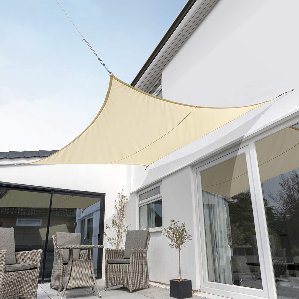 Kookaburra Waterproof Garden Sun Shade Sail Canopy in Sand 98% UV Block (2m Square)