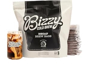 Bizzy Cold Brew Coffee | Decaf Blend | Water Process | Coarse Ground Coffee | Micro Sifted | Specialty Grade | 100% Arabica | Brew Bags | 12 Count | Makes 42 Cups