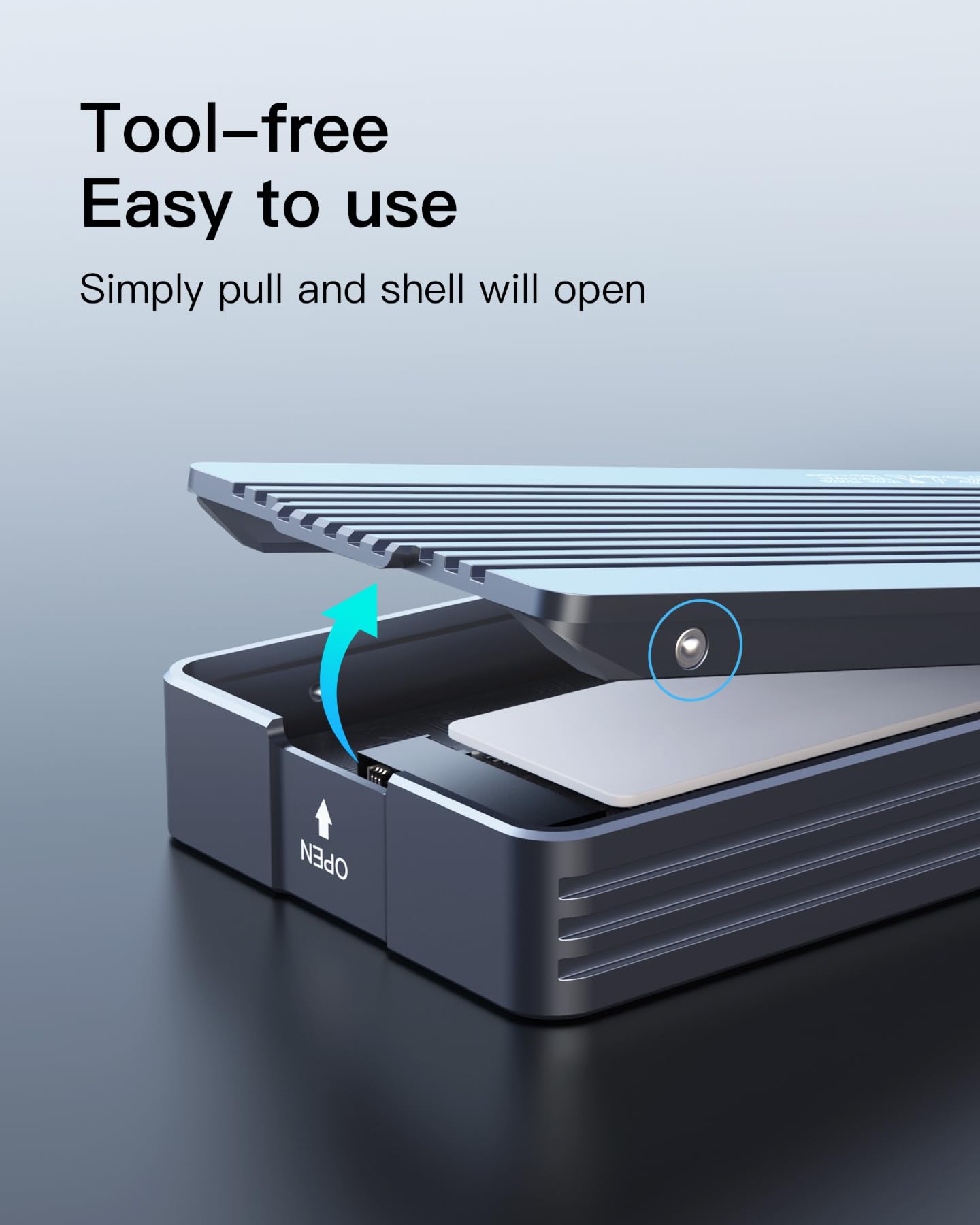 Inateck 40Gbps M.2 NVMe SSD-Gehäuse, Aluminium Festplattengehäuse, USB4.0/Thunderbolt 4, werkzeuglose Installation für windows 8/10/11, Mac OS, unterstützt 2230/2242/2260/2280 SSDs, M-Key, FE2028 4