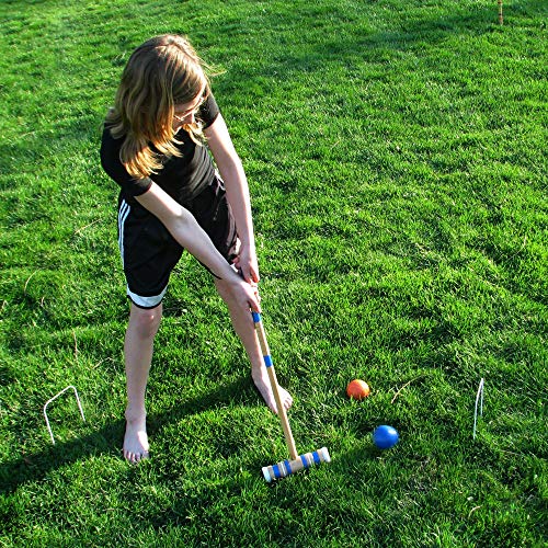Croquet Set- Wooden Outdoor Deluxe Sports Set with Carrying Case- Fun Vintage Backyard Lawn Recreation Game, Kids or Adults by Hey! Play! (6 Players) (Renewed) - Thumbnail 3