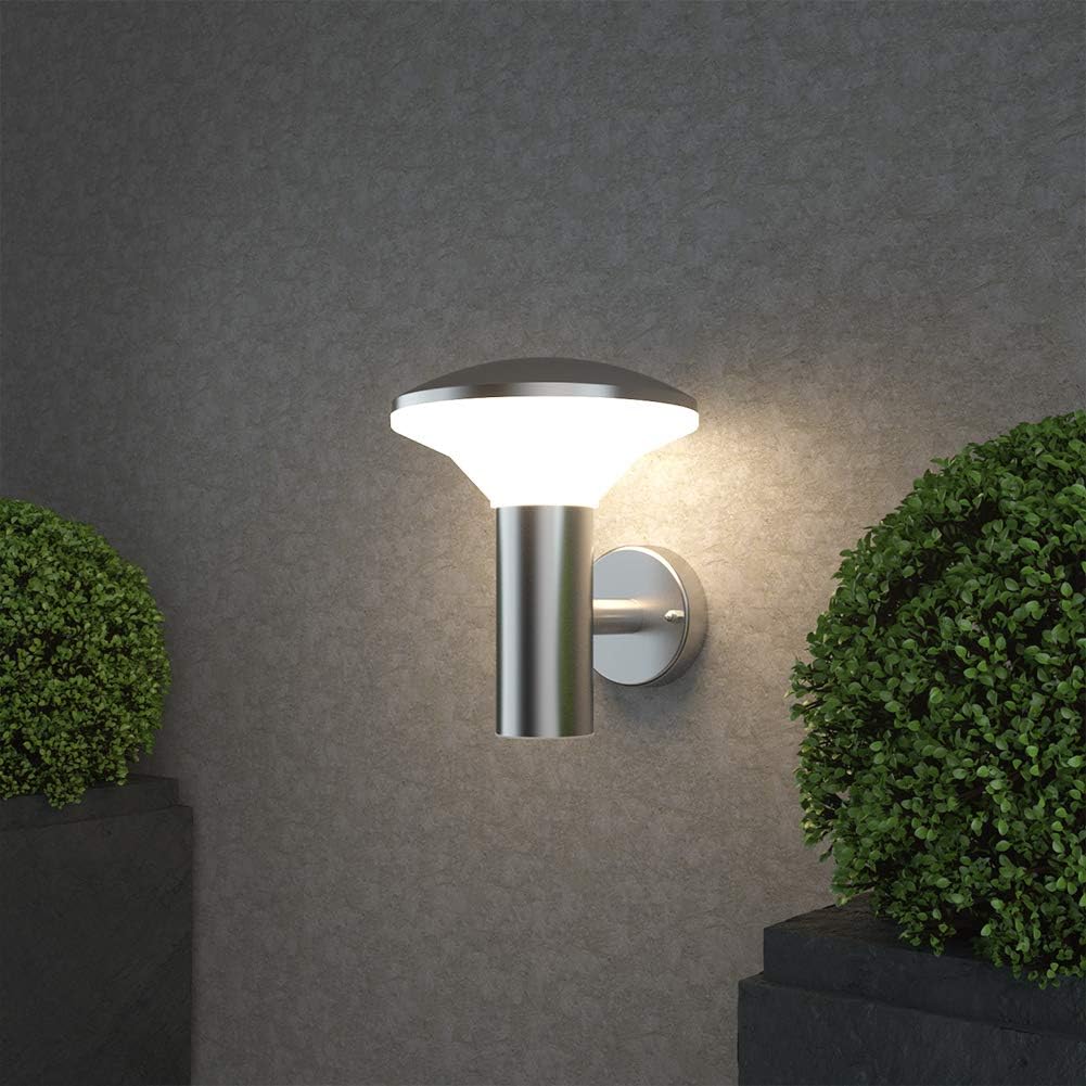 NBHANYUAN Lighting Outdoor Wall Light,SUS304 Stainless Steel LED Outside Wall Lights,IP44 Waterproof Wall Lights for Porch,Patio,Silver,1000LM 3000K Warm White - Image 4