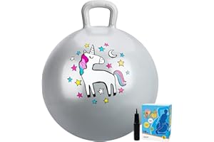 U&C Planet Hopper Ball Jumping Ball Bouncy Ball with Handle for Kids Age 3-6 Sit and Bounce 18 inches Hopping Ball with Pump