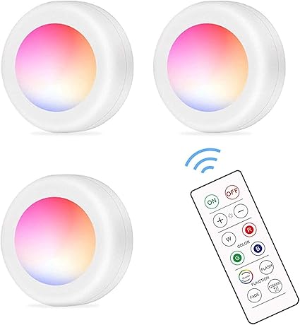 DANYIN LED unter Kabinettbeleuchtung, drahtlose 16 Farben RGB-Puck