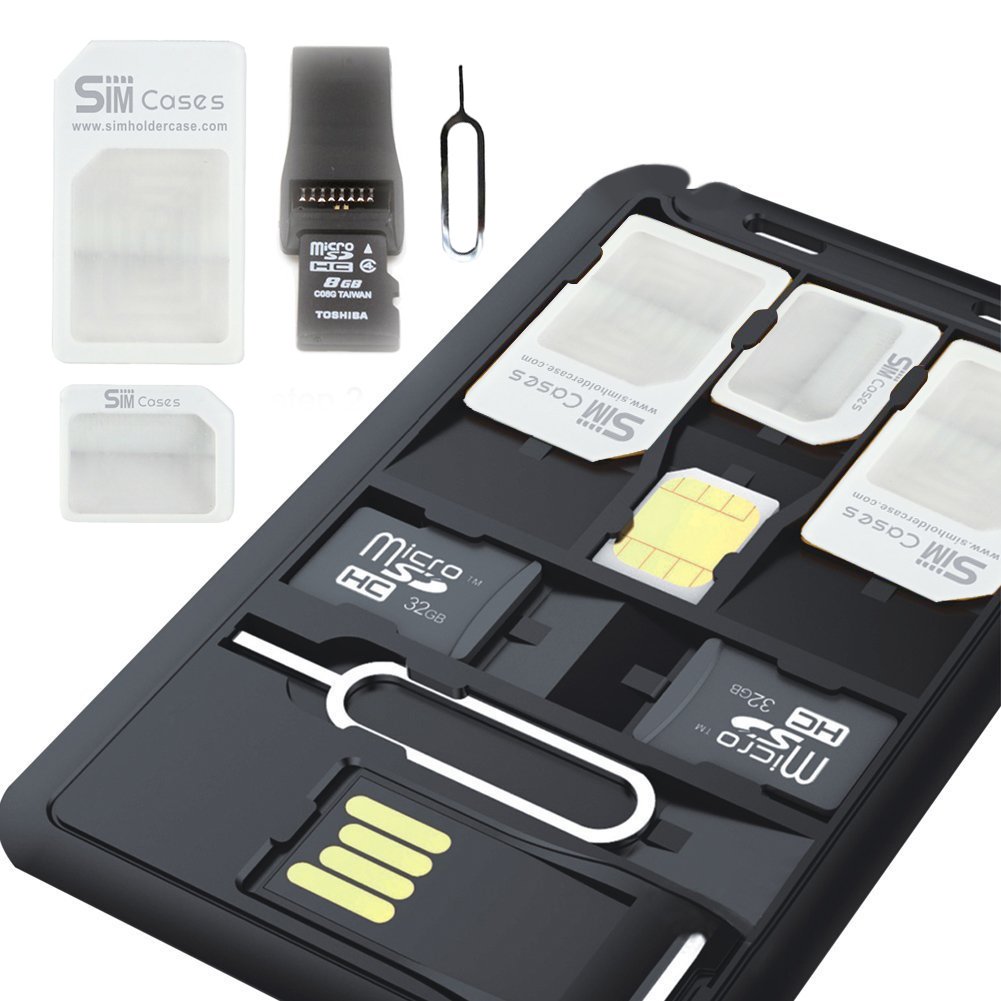 SIMCases Slim SIM Card holder case & MicroSD card Storage + 1 USB