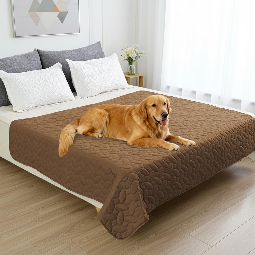 Ameritex Waterproof Pet Bed Cover Anti-Slip Dog Bed Blanket for Sofa and Furniture Waterproof New Pattern Design (Camel, 82x120 Inch (Pack of 1)) Image
