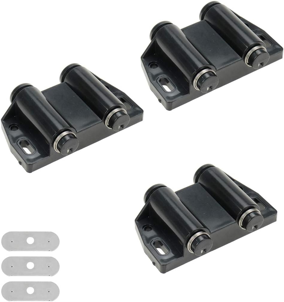 Autoly Double Magnetic Touch Catch Press Cabinet Drawer Magnetic Latch,Pack of 3 (Black)