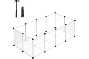 SONGMICS 20 Panels Pet Playpen with Floor, Small Animal Playpen, Pet Fence Indoor, DIY Plastic Enclosure for Guinea Pigs, Bun