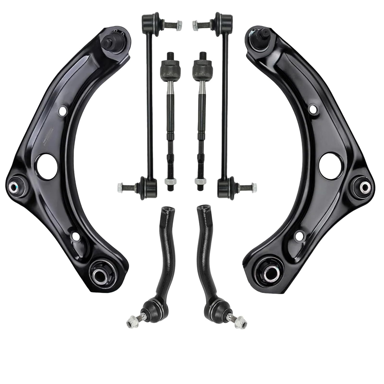 Photo 1 of 8PCS Front Lower Control Arm with Ball Joint Tie Rods Sway Bar Suspension Kit for 2012–2019 Nissan Versa, 2014–2019 Versa Note, 2015–2019 Micra