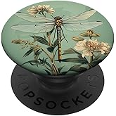 Dragonfly & Flowers - Pastel Sage Green PopSockets Adhesive PopGrip
